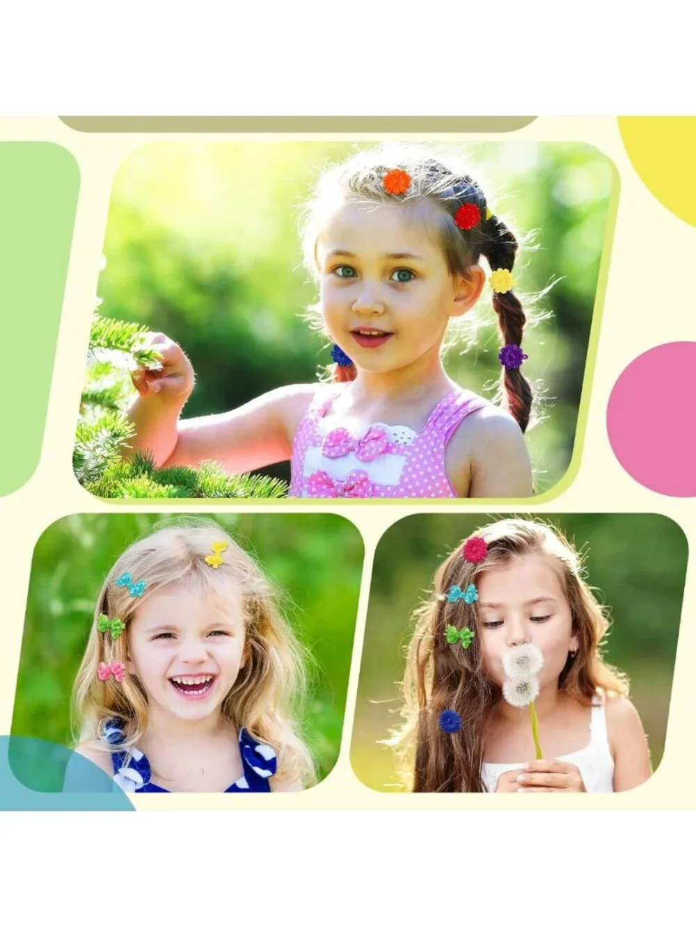 60 Pcs Girls Hair Clips & Barrettes - Cute Ponytail Holders & Accessories